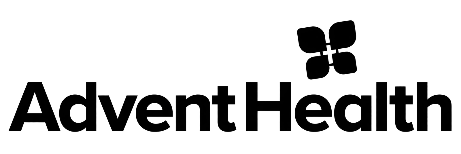 Monochrome AdventHealth logo, transparent background